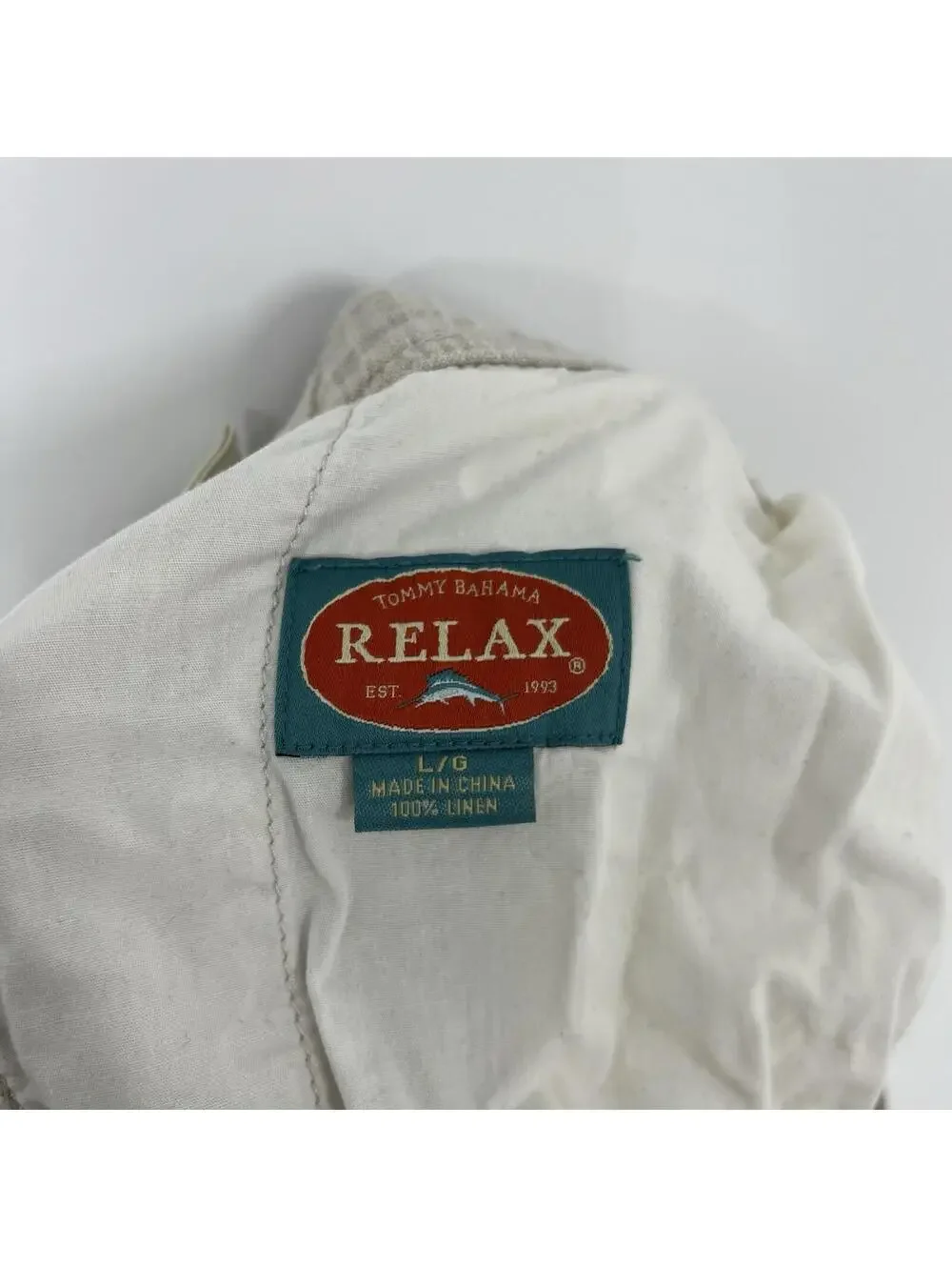 Tommy Bahama Pants Size Large Mens Natural Beach Coast Linen Elastic Waist Chino